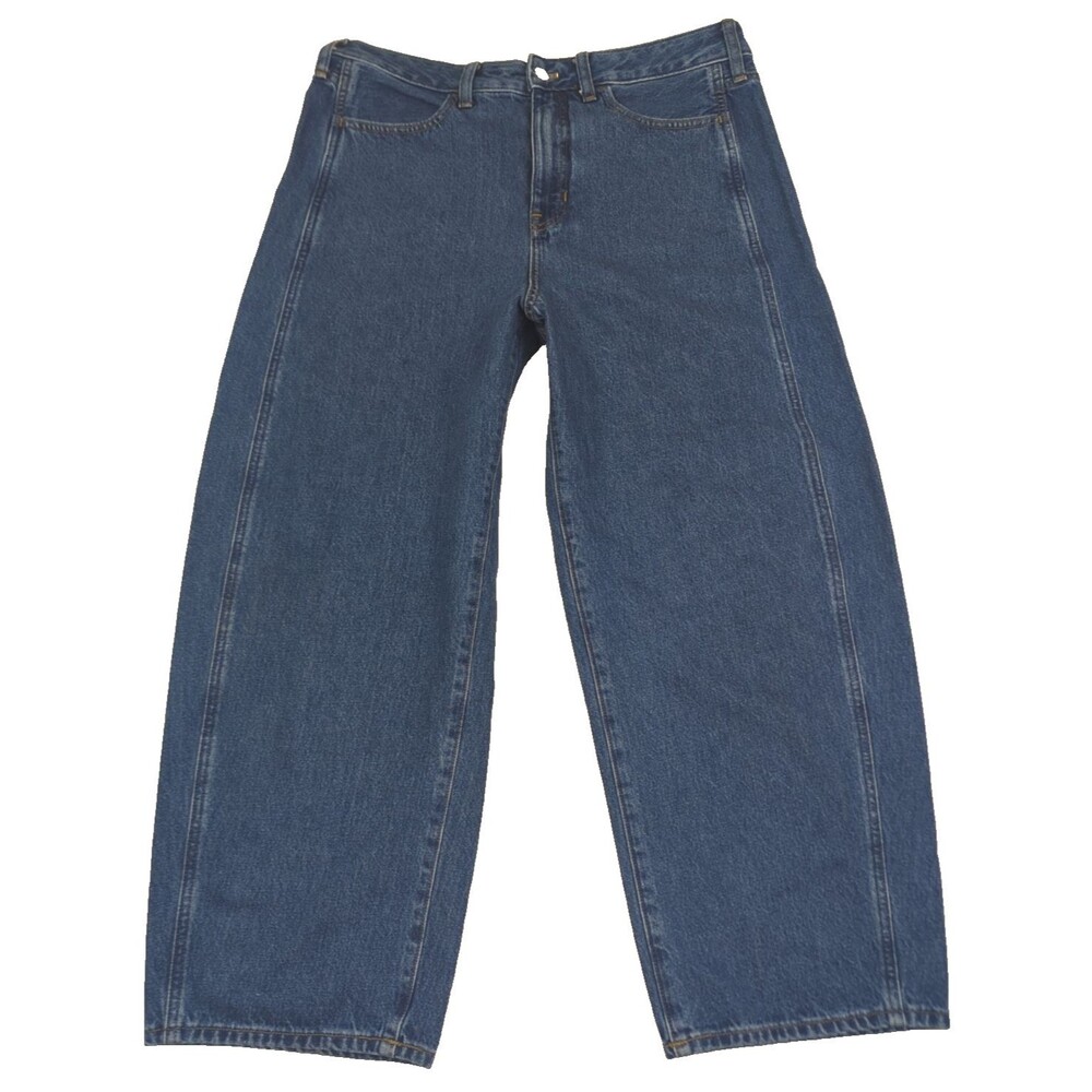 J.Crew Barrel-Leg Jeans 34 Waist High Rise 16 Rigid Denim Style CK152